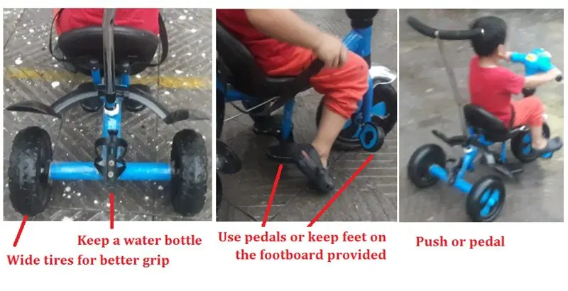 pedal and push ride on toy features